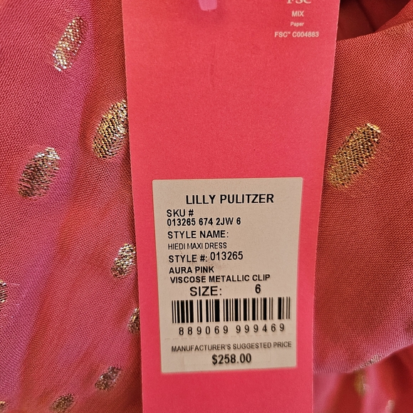 Nwt Lilly Pulitzer Hiedi/Heidi Aura Pink Maxi Dress 6 - Picture 4 of 7